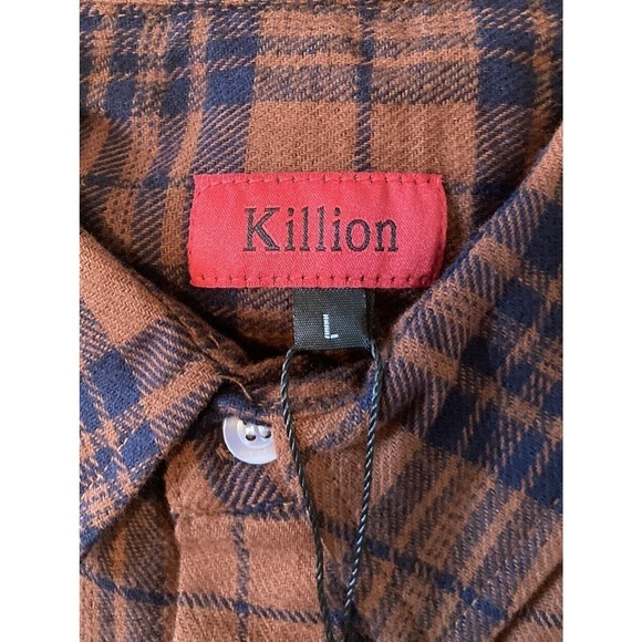 NWT Killion Plaid Button Up Shirt Size Large Men’s Brown - Picture 3 of 10